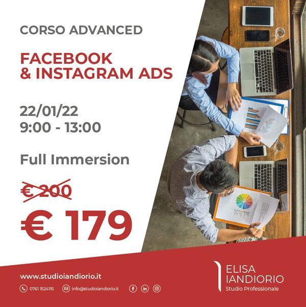 Studio Professionale - Elisa Iandiorio - Corsi 2022 - Corso avanzato Facebook & Instagram ADS