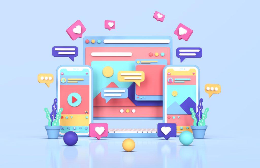 social media instagram digital marketing concept 3d rendering scaled